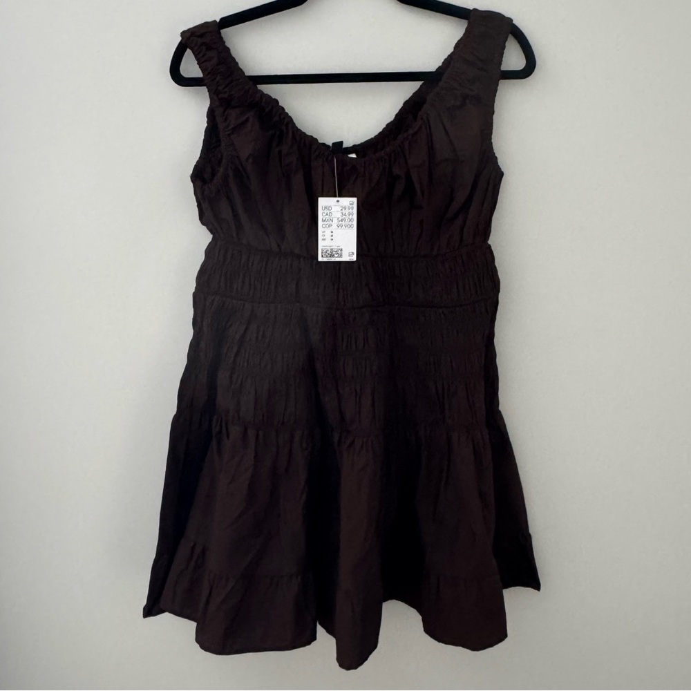 H&M Chocolate Brown Gathered Dress